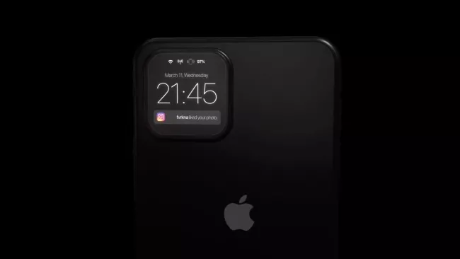 Un concept iPhone 12 ce beneficiază de un al doilea display pe partea din spate, pus pesete sistemul de camere foto.