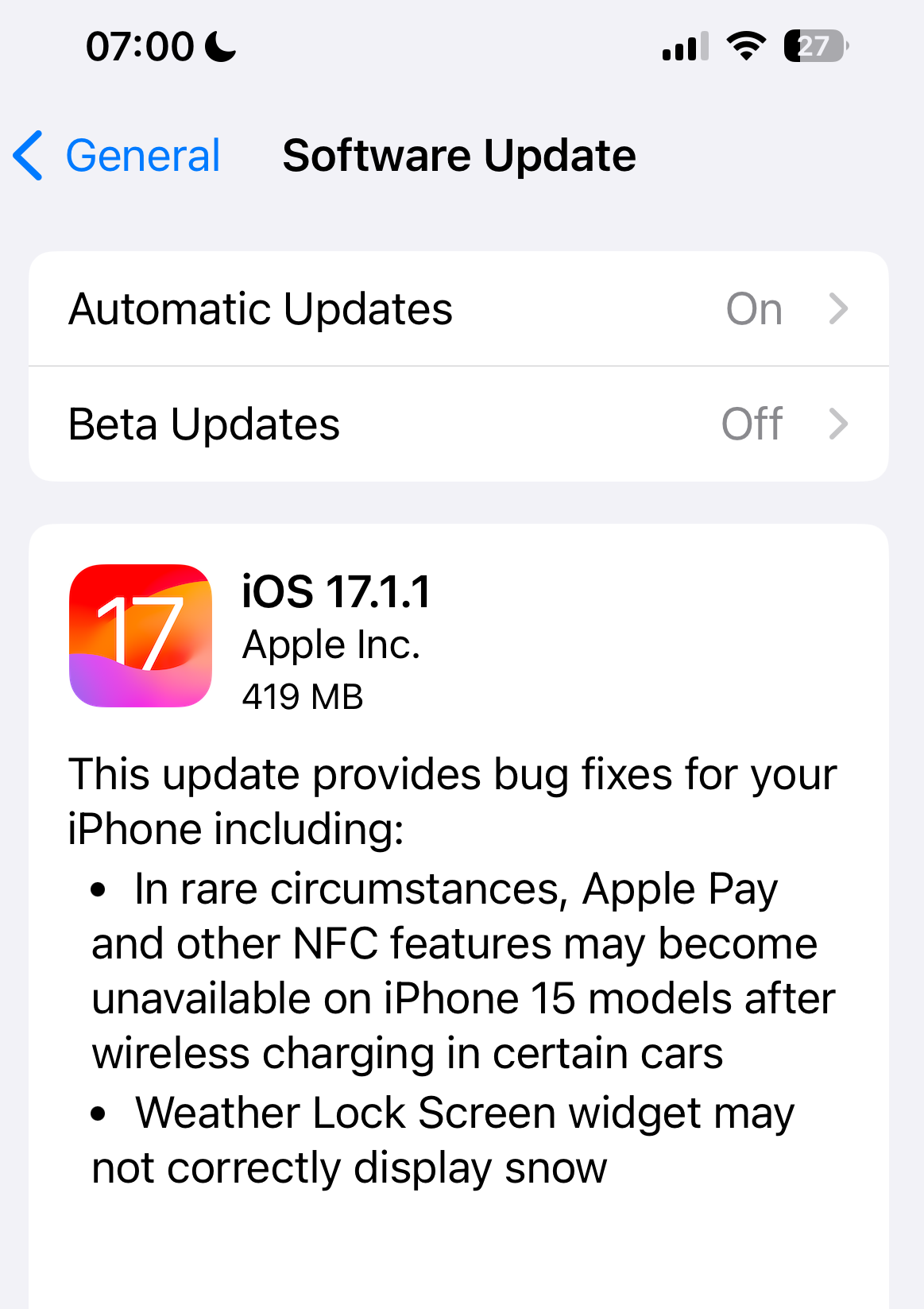 iOS 17.1.1 vine sa mai repare din problemele pe iPhone