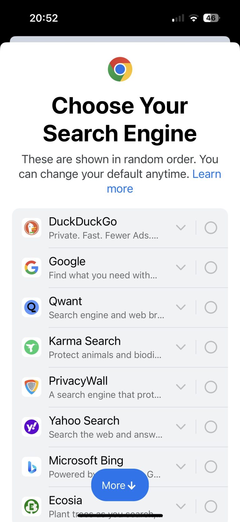 Văd că Google a început să prezinte fereastra de search ballot pe Chrome de pe iOS