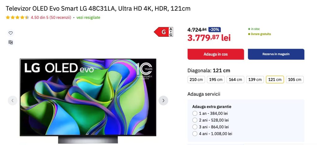 Dacă v-au rămas niște bani (înainte/după concediu) și vreți un OLED, e acum un LG C3 la reducere.