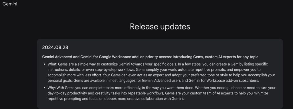 Google introduce conceptul de Gems prin care se pot crea AI-uri personalizate pe diferite subiecte, în Gemini.