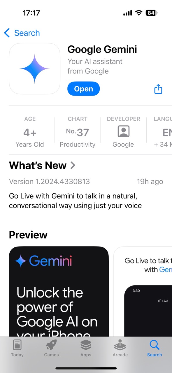 De astăzi e aplicația Google pentru AI-ul Gemini e disponibilă în App Store și poate fi descărcată în toate regiunile, inclusiv România.