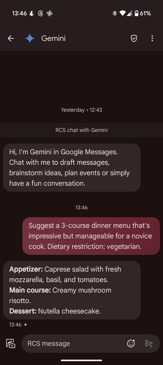 Google mi-a propus activarea Gemini in Google Messages pe Pixel 9 Pro și am acceptat 'provocarea' pentru că eram curios să văd despre ce e vorba.