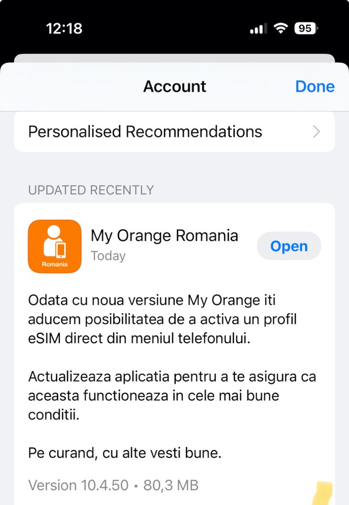 Orange a lansat un update al aplicației de iOS și odată cu ea introduce opțiunea de activare/generare mai simplă a unui eSIM.